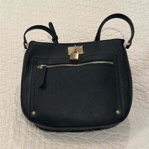 Hilary Radley Elegant Black Leather Shoulder/CrossBody Bag